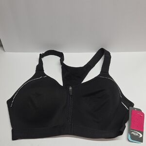 MTA Sport Black Zip-Front Sports Bra